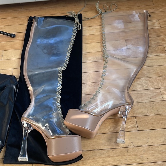 - 💙 NUDE  Platform THIGH HIGH LACE UP Boot SHOES *NEW* - Picture 15 of 17